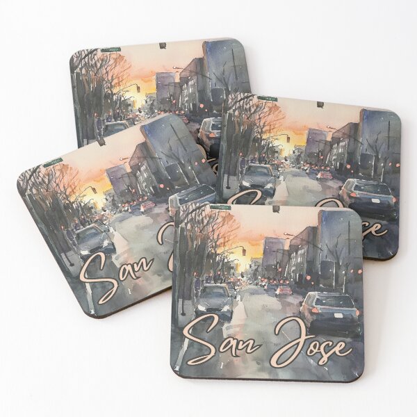 Item preview, San Jose California Watercolor Cityscape Art designed and sold by TuncGK.