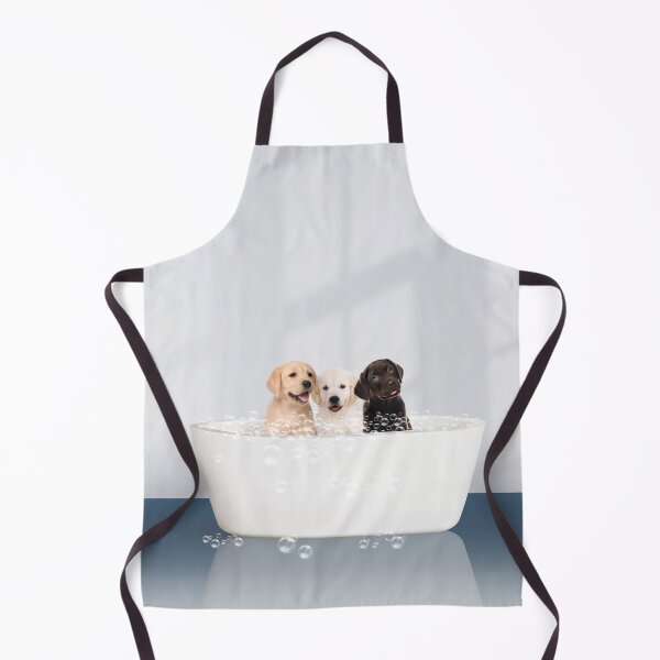 Item preview, Three Puppies in Modern Bathtub Blue Print, Puppy Golden Retriever, Puppy Bathing, Animals in Bathtub Art by Synplus designed and sold by synplus.