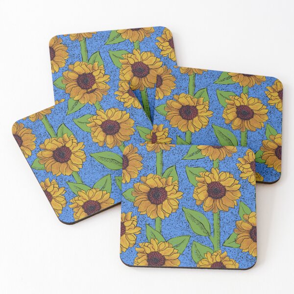 Item preview, Field of sunflowers on bright blue designed and sold by MarySchwindt.