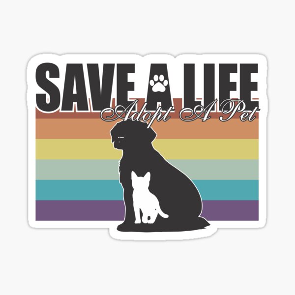 Vista previa del artículo con la obra «Salva un refugio: adopta una mascota», diseñado y vendido por ColorWheelDsign.