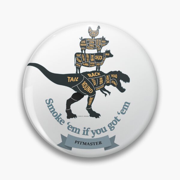 Item preview, Smoke 'em if you got 'em BBQ Pitmaster meat cut diagram T- Rex designed and sold by RichDesignPro.
