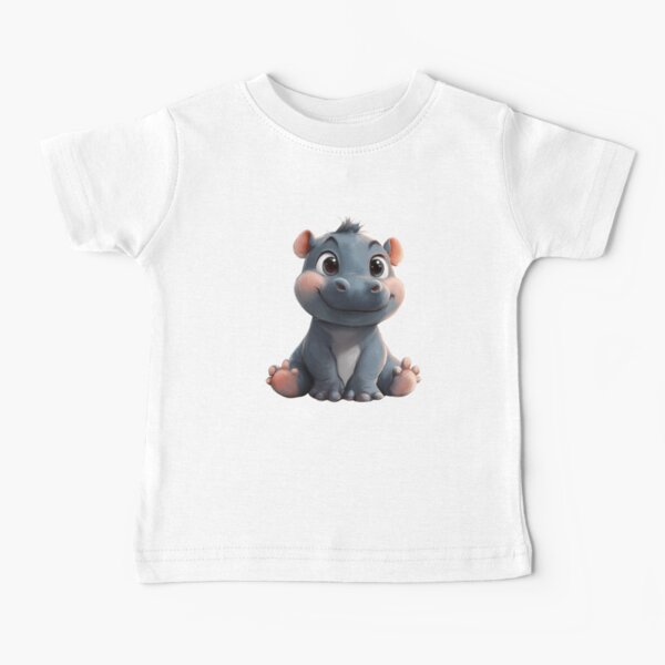 Vista previa del artículo con la obra «Ilustración de un lindo hipopótamo bebé: adorable animal de la selva en estilo caricatura», diseñado y vendido por Art of Ngu.