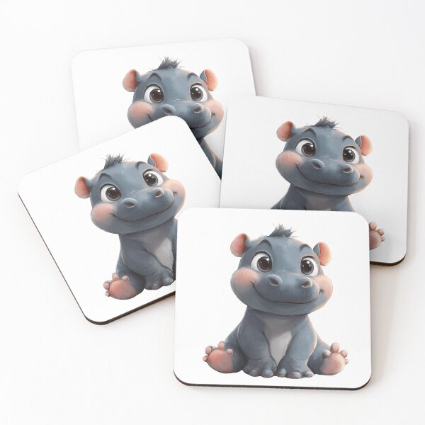 Item preview, Cute Baby Hippo Illustration - Adorable Cartoon Style Jungle Animal designed and sold by Art of Ngu.