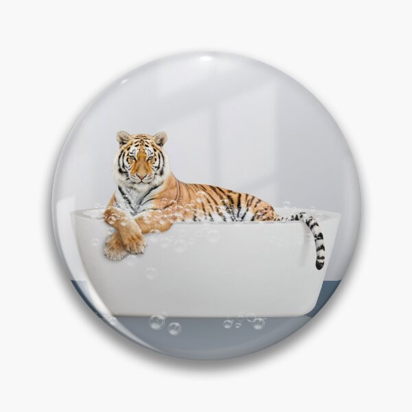 Item preview, Tiger in Modern Bathtub Blue Print, Tiger Bathing, Animals in Bathtub Art by Synplus designed and sold by synplus.