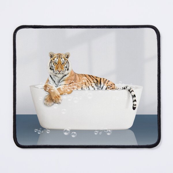 Item preview, Tiger in Modern Bathtub Blue Print, Tiger Bathing, Animals in Bathtub Art by Synplus designed and sold by synplus.