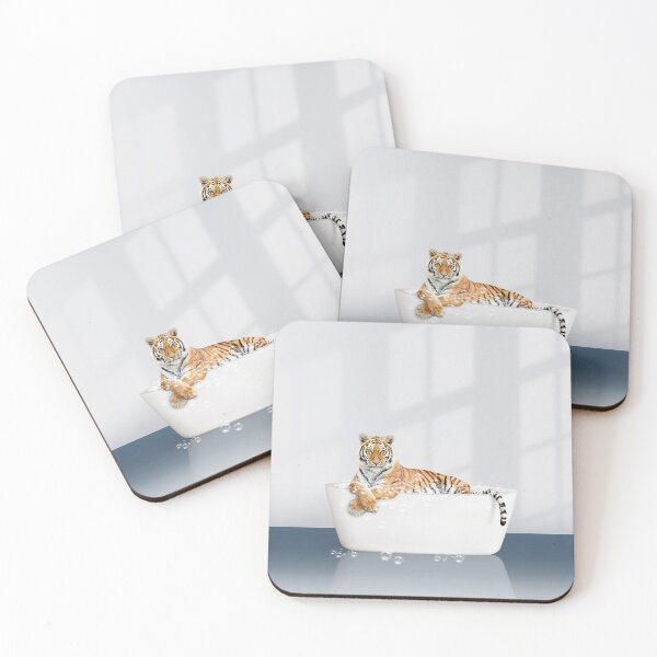 Item preview, Tiger in Modern Bathtub Blue Print, Tiger Bathing, Animals in Bathtub Art by Synplus designed and sold by synplus.