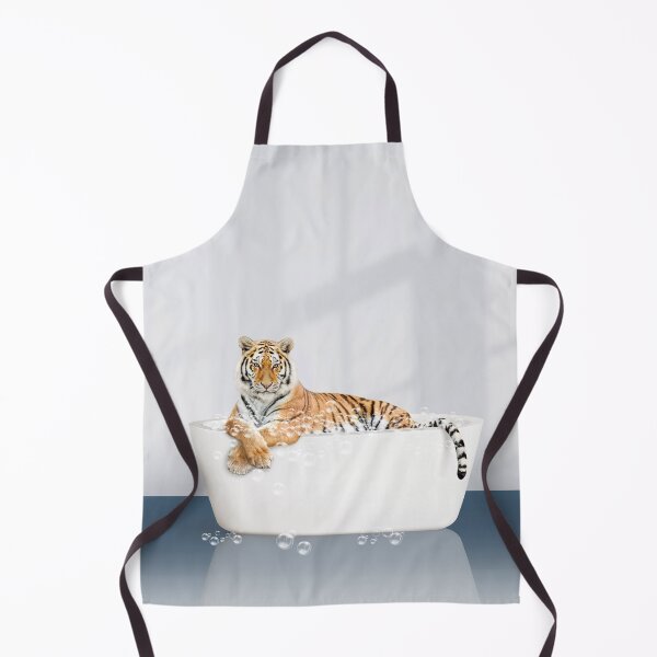 Item preview, Tiger in Modern Bathtub Blue Print, Tiger Bathing, Animals in Bathtub Art by Synplus designed and sold by synplus.