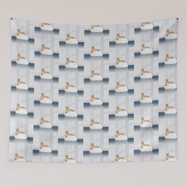 Item preview, Tiger in Modern Bathtub Blue Print, Tiger Bathing, Animals in Bathtub Art by Synplus designed and sold by synplus.