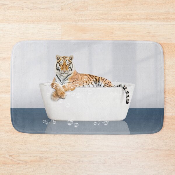 Item preview, Tiger in Modern Bathtub Blue Print, Tiger Bathing, Animals in Bathtub Art by Synplus designed and sold by synplus.