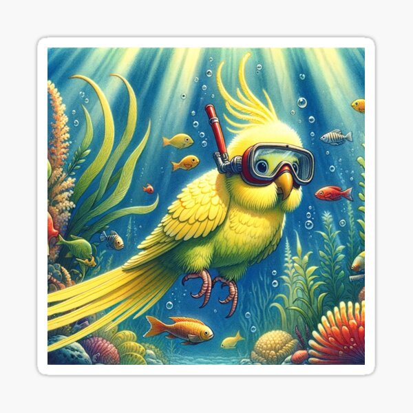 Item preview, Mucki’s Dive Through the Glowing Coral Realm designed and sold by LegademaArt.