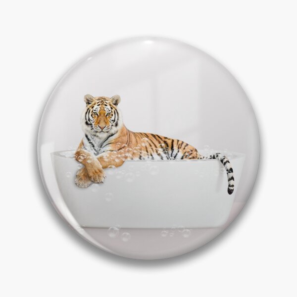 Item preview, Tiger in Modern Bathtub Pink Print, Tiger Bathing, Animals in Bathtub Art by Synplus designed and sold by synplus.