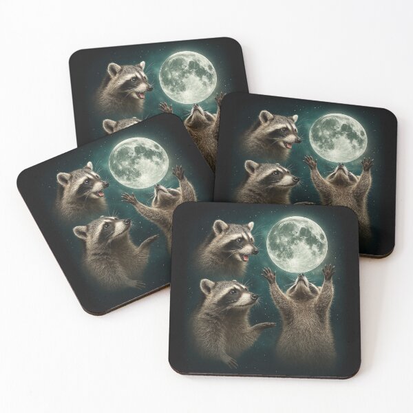 Item preview, Raccoon 3 Racoons Howling At Moon Funny Weird Cursed designed and sold by TynesDesign.