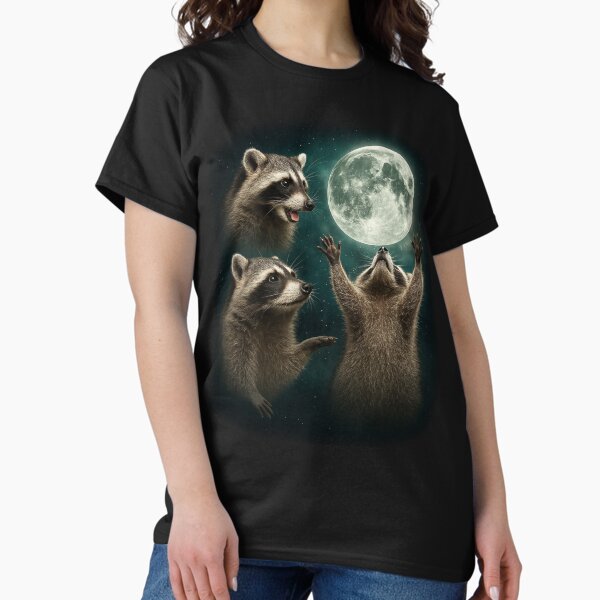 Item preview, Raccoon 3 Racoons Howling At Moon Funny Weird Cursed designed and sold by TynesDesign.