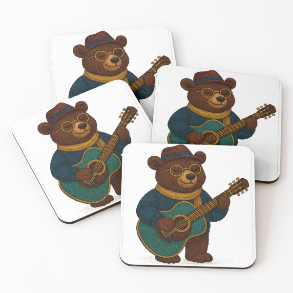 Item preview, Folksy Bear Vibes – Embroidered Musician Sticker designed and sold by #Adulting Central.