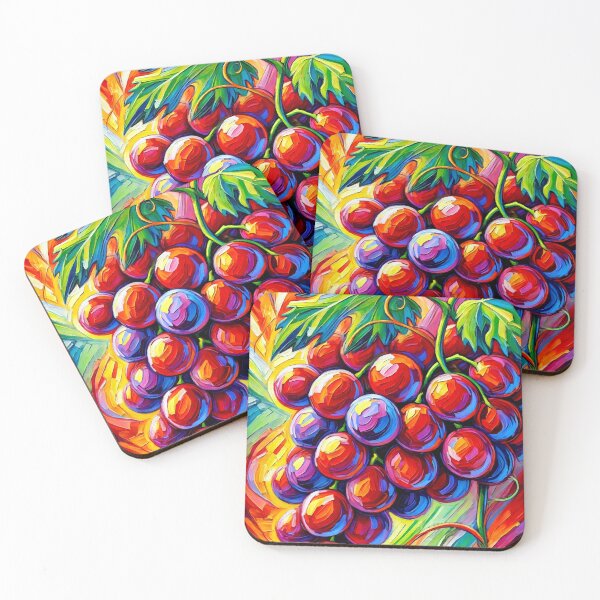 Item preview, Vibrant Red Grapes Cluster with Lush Green Leaves designed and sold by ChrisButler.