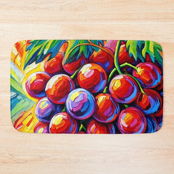 Item preview, Vibrant Red Grapes Cluster with Lush Green Leaves designed and sold by ChrisButler.