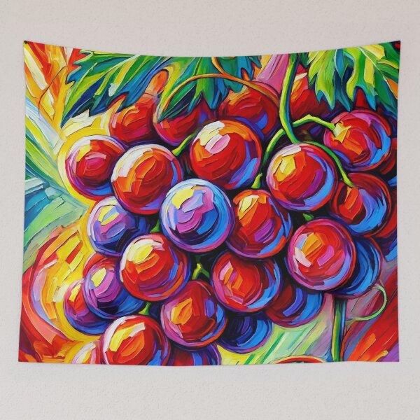 Item preview, Vibrant Red Grapes Cluster with Lush Green Leaves designed and sold by ChrisButler.