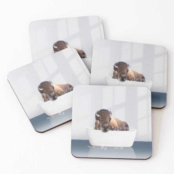 Item preview, Bison in Modern Bathtub Blue Print, American Bison Bathing, Animals in Bathtub Art by Synplus designed and sold by synplus.