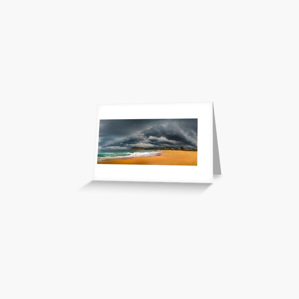 Item preview, stormfront shelf cloud over beach and breaking waves designed and sold by dags.