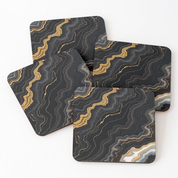Item preview, Black Marble with Gold and White Swirling Patterns designed and sold by The Fluffy Monster.