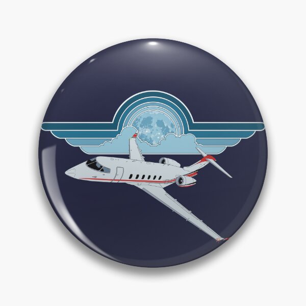 Item preview, Bombardier Challenger 350 Moonlit Sky Pilot Wings Retro Aviation Design designed and sold by skye-studio.