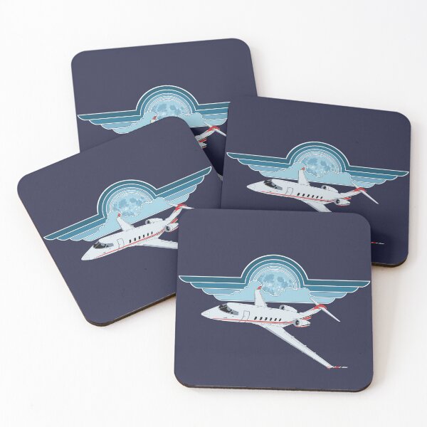 Item preview, Bombardier Challenger 350 Moonlit Sky Pilot Wings Retro Aviation Design designed and sold by skye-studio.