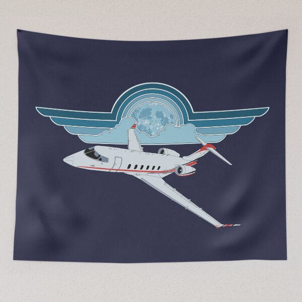 Item preview, Bombardier Challenger 350 Moonlit Sky Pilot Wings Retro Aviation Design designed and sold by skye-studio.