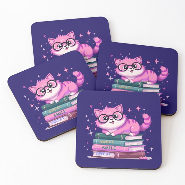Item preview, Cute Pink Cat on Books - Study & Motivation Aesthetic designed and sold by gtrock.