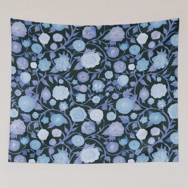Item preview, Flower Power Hand painted blue watercolor flowers designed and sold by Goddessart.
