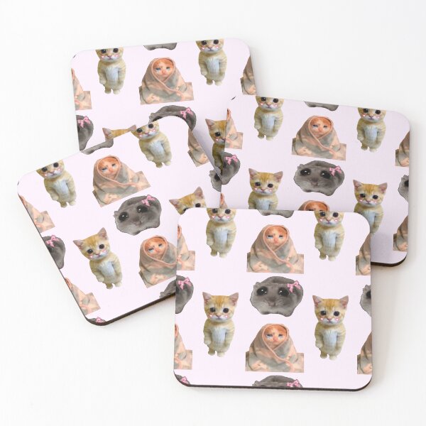 Item preview, sad hamster and cat meme sticker pack designed and sold by clairesnation.