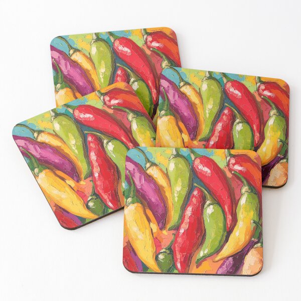 Item preview, Abstract colorful chili peppers print designed and sold by dcrc.