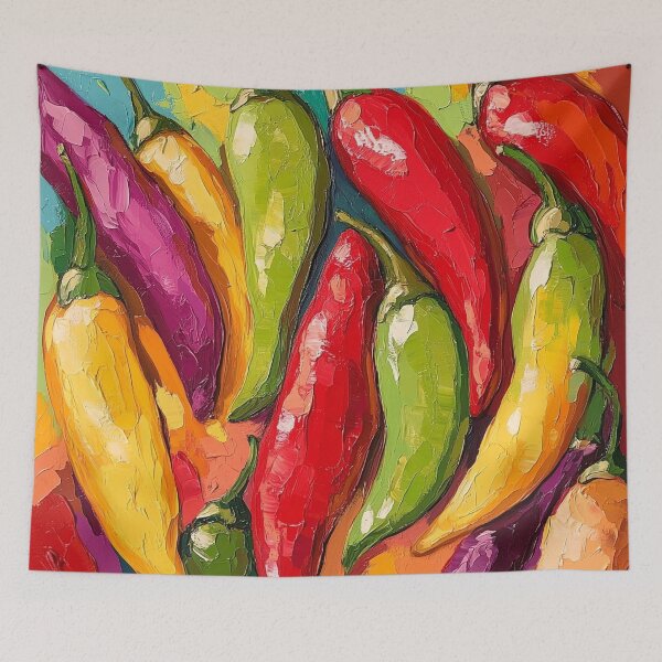 Item preview, Abstract colorful chili peppers print designed and sold by dcrc.
