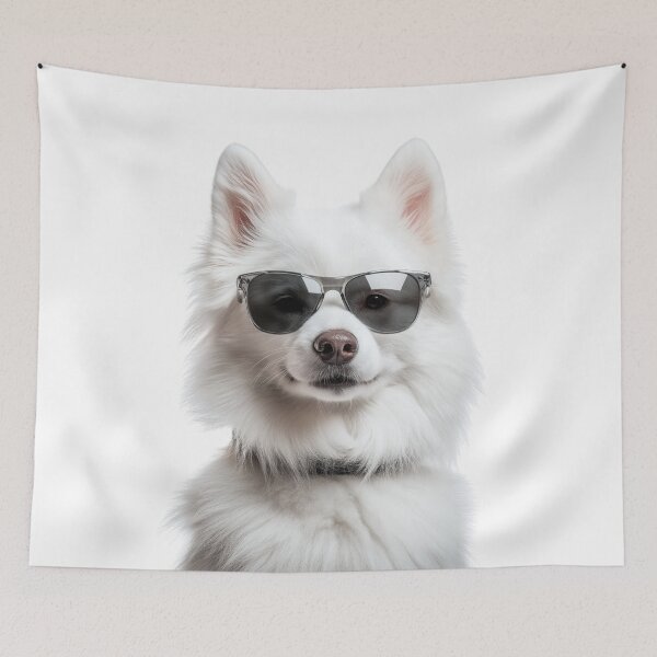 Item preview, Funny cool American Eskimo Dog wearing sunglasses designed and sold by LazyOwlStore.