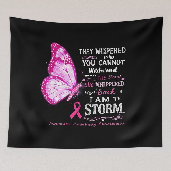 Item preview, She Whispered Back I Am The Storm Traumatic Brain Injury Awareness Butterfly designed and sold by queenzoid.