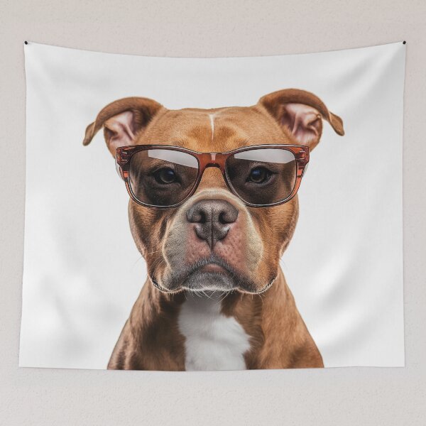 Item preview, Funny cool American Staffordshire Terrier Dog wearing sunglasses designed and sold by LazyOwlStore.