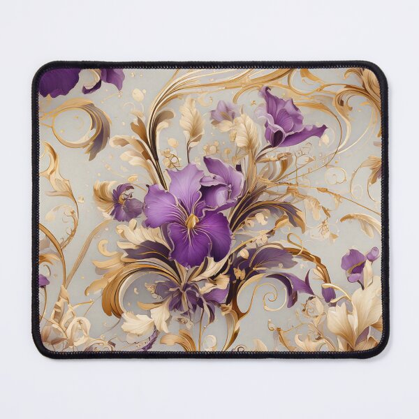 Item preview, Iris floral and swirling vines with golden accents designed and sold by Designbes.