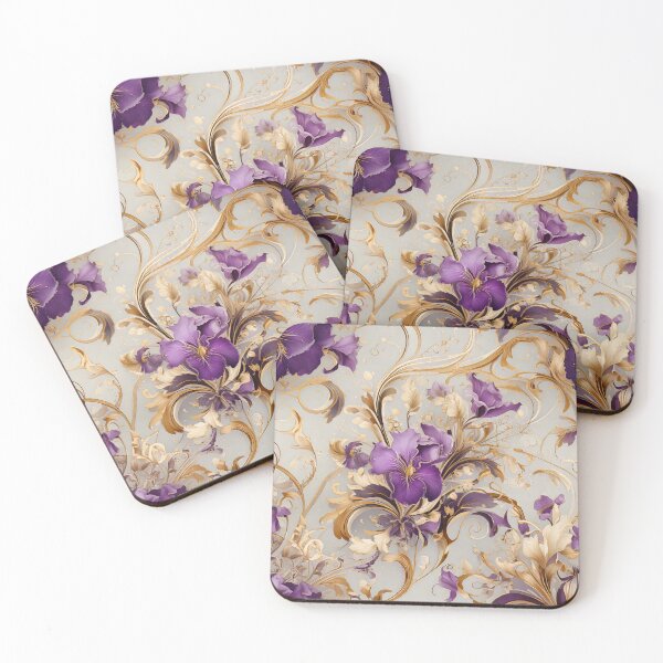 Item preview, Iris floral and swirling vines with golden accents designed and sold by Designbes.