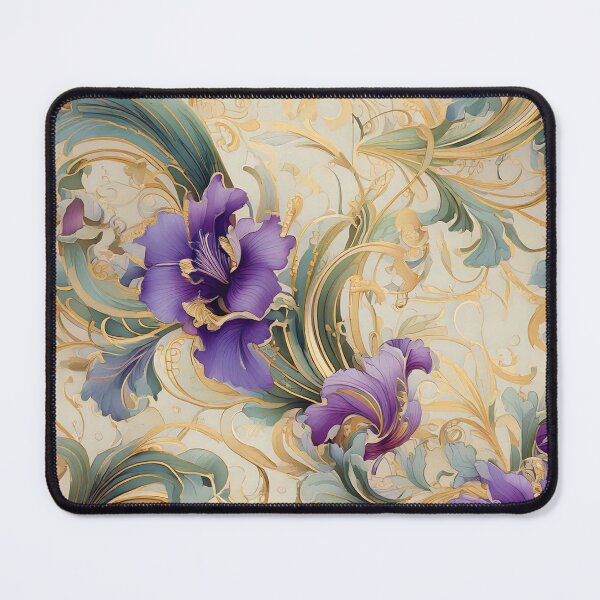 Item preview, Purple Iris floral and swirling vine designed and sold by Designbes.