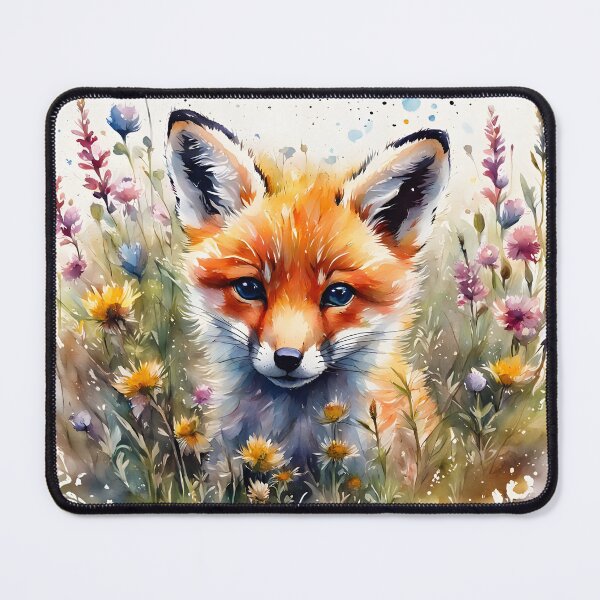 Item preview, Cute Fox Cub & Wildflowers designed and sold by Country-Artist.