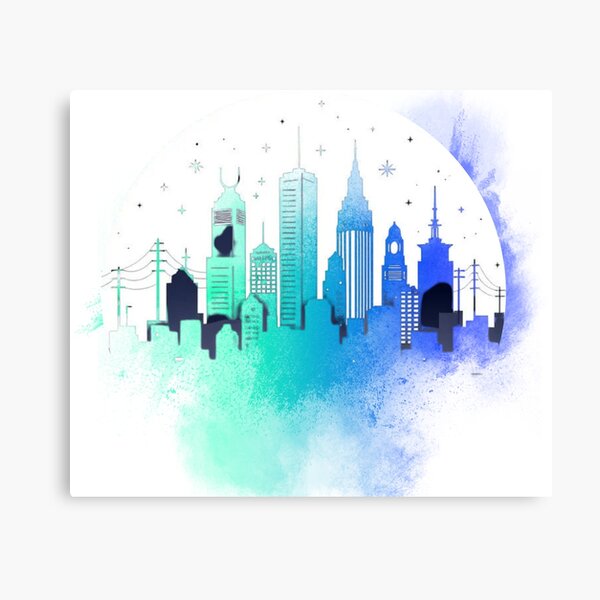 Item preview, Dreamy City Skyline Watercolor Illustration – Urban Nightscape Art designed and sold by CoolSipDesigns.