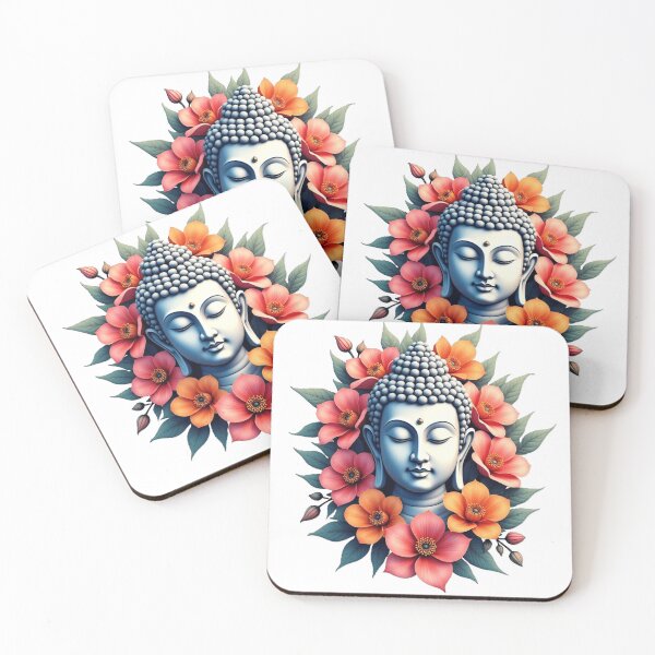 Item preview, spiritual art,  beautiful buda with  vibrant flowers designed and sold by nicnacc.