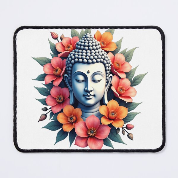 Item preview, spiritual art,  beautiful buda with  vibrant flowers designed and sold by nicnacc.