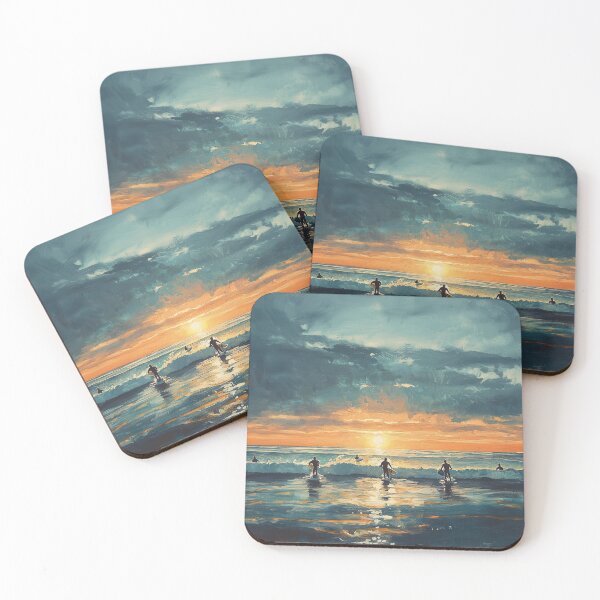 Item preview, Sunset Surf Session – Surfers Ocean Waves Painting designed and sold by AchaRat.
