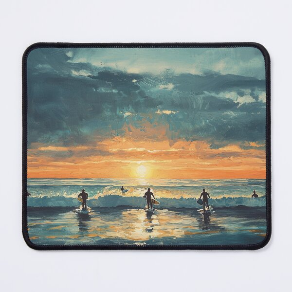 Item preview, Sunset Surf Session – Surfers Ocean Waves Painting designed and sold by AchaRat.