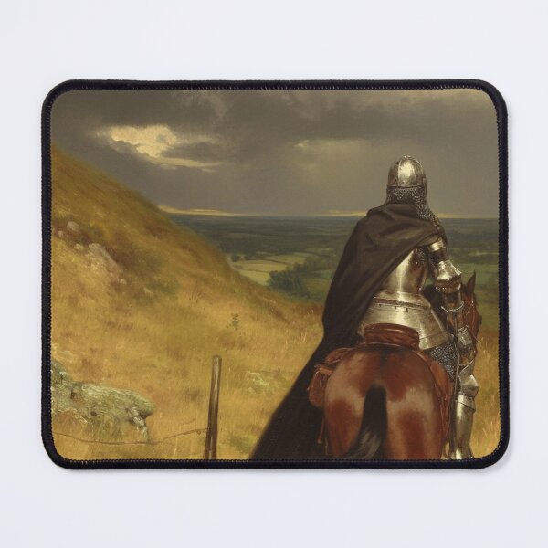Item preview, Medieval Knight on Horseback in Dramatic Landscape Vintage Fantasy Art designed and sold by trajeado14.