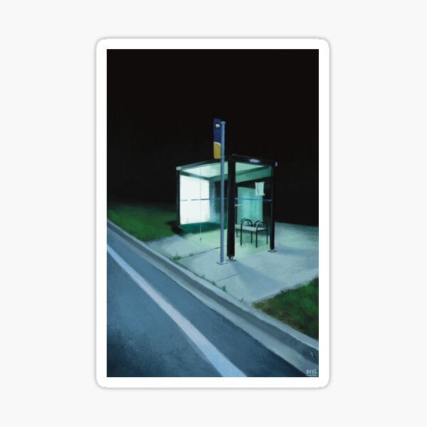 Item preview, Dark liminal bus stop designed and sold by sketchystraw.