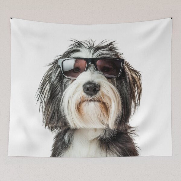 Item preview, Funny cool Bearded Collie Dog wearing sunglasses designed and sold by LazyOwlStore.