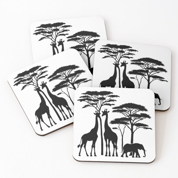 Item preview, African Safari Silhouette - Giraffes, Elephant, and Trees designed and sold by likeforcode.