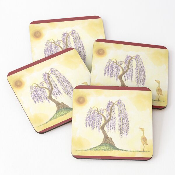 Item preview, A wisteria tree and an adorable orange bird designed and sold by greenPQBstudio.