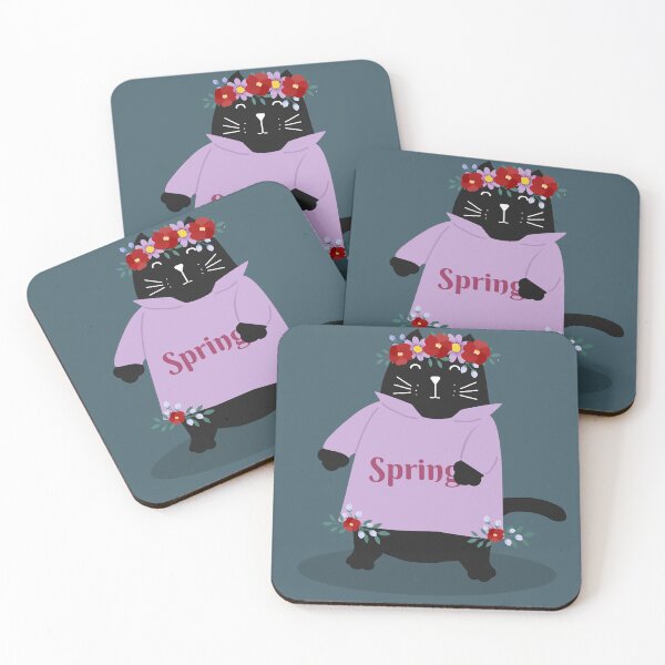 Item preview, lat Design Card with Spring Style at Cute Black Cat	 designed and sold by AlginaPugachova.